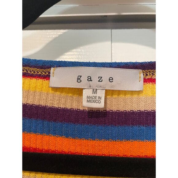 Gaze Womens Striped Retro Cropped Rainbow Baby Tee Size M Y2K Twee Colorful - Picture 2 of 9